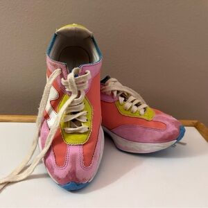 Steve Madden Pink and Yellow Kids Sneakers